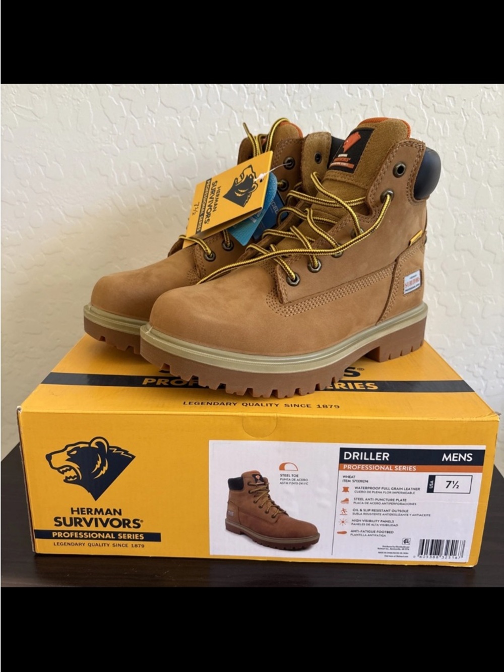 HERMAN SURVIVORS Men’s Driller 6" Steel Toe Slip Resistant Work Boots Sz 7.5